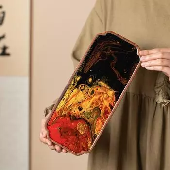 Антикварный лакированный смоляной массив дерева поднос для сухого заваривания чая домашний минималистский чайный столик поднос ручной работы аксессуары для чайной церемонии