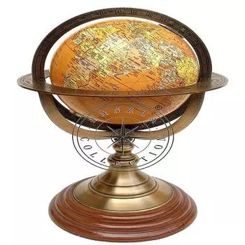 Антикварный латунный глобус 30,48 см, карта мира, морской декор стола, астролябия, армиллярная сфера