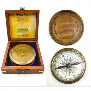 Антикварный латунный компас коричневого цвета 3 дюйма, морской компас Stanley London 1885 года, подарочный предмет. (Коричневый антикварный компас в деревянной коробке) коричневый