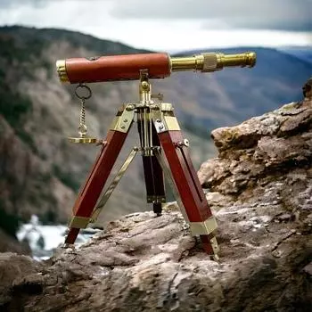Антикварный латунный небольшой кожаный телескоп с призмой 25,4 см для походов и кемпинга на штативе — лучший детский подарок на день рождения папы