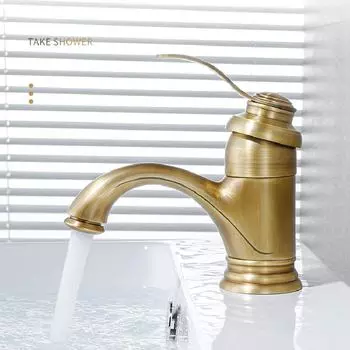 Антикварный латунный смеситель для раковины, дизайнерский смеситель для ванной комнаты, смеситель для горячей и холодной воды, керамическая основа для раковины, бронзовый смеситель 6636 BRONZE
