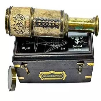 Антикварный латунный викторианский морской телескоп с деревянной коробкой, дорожный морской подарок Антикварный телескоп 43,18 см