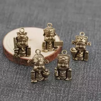 Антикварный медный брелок-подвеска «Бог богатства» — украшение для автомобиля или рабочего стола