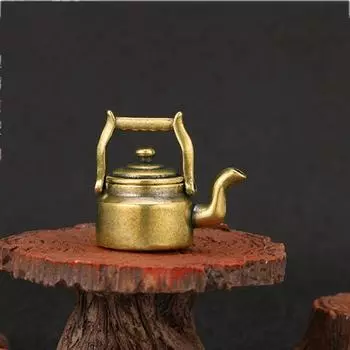 Антикварный медный чайник Миниатюрный чайник Латунный чайник Чайник для животных Карманный чайник для офиса латунный