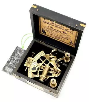 Антикварный морской секстант, старинная морская астролябия, судовые инструменты с деревянным ящиком, латунный корабельный секстант с гравированным ящиком из твердого дерева