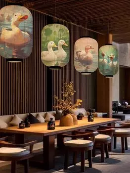 Антикварный мультфильм утка японские традиционные бумажные фонарики ресторан Izakaya кухня декор рекламный знак вечеринка декор фонарь 15x25cm