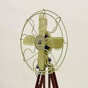 Антикварный напольный вентилятор, винтажный вентилятор королевского флота с двухкратной коричневой деревянной подставкой для штатива для дома, офисного украшения
