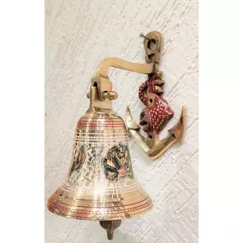 Антикварный настенный домашний дверной латунный колокольчик для украшения входа на ворота, кронштейн в виде якоря корабля для храма, подарок на Дивали
