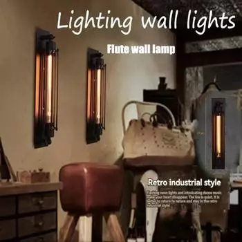 Антикварный настенный светильник Grow Flute из кованого железа, американский индустриальный стиль, ретро, освещение коридора ресторана, настенный светильник, декор Joy