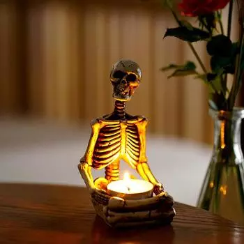 Антикварный подсвечник с позвоночником, подсвечник с когтями из смолы, подсвечник с черепом и сидящим подсвечником