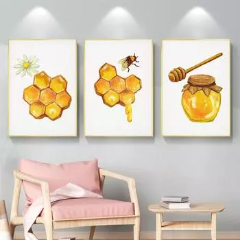 Антикварный принт с пчелой, натуральный постер, насекомое, ретро, китайская пчела, настенная живопись маслом 21cm30cm NoFrame