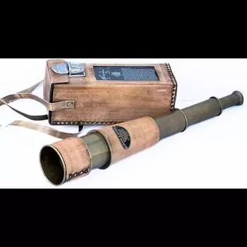 Антикварный ретро-телескоп с большим увеличением и кожаным чехлом ручной работы в стиле пиратов, винтажная подзорная труба моряка