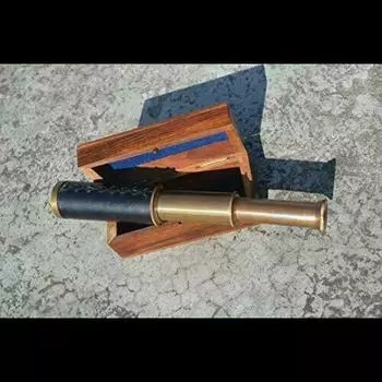 Антикварный телескоп из пиратской латуни 9 дюймов с деревянной коробкой Индия Морское Рождество S коричневый