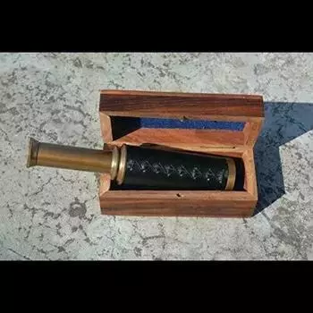 Антикварный телескоп Пират 9 дюймов с деревянной коробкой Индия Морской Рождество