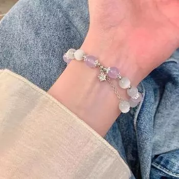 Антикварный зеленый браслет с бусинами. Ретро китайская мода. Легкая роскошь. Высокочувствительный браслет-бабочка One Size фиолетовый