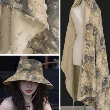 Антикварный жаккардовый дизайн чистый хлопок джинсовая ткань тай-дай текстура стирка одежда дизайнерская ткань самодельная одежда швейный материал 50cmX144cm