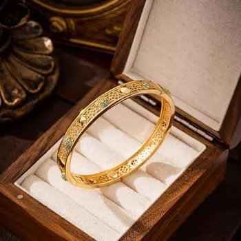 Антикварный золотой филигранный браслет для женщин, традиционная ближневосточная застежка, свадебный браслет ручной работы золотой