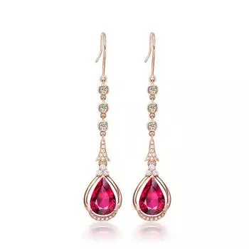 Anting-Anting Drop Ruby Alami Mawar Emas 18K до Wanita Desain Abadi Pernikahan Wanita Halus Perhiasan Berlian Hadiah Mewah Merah