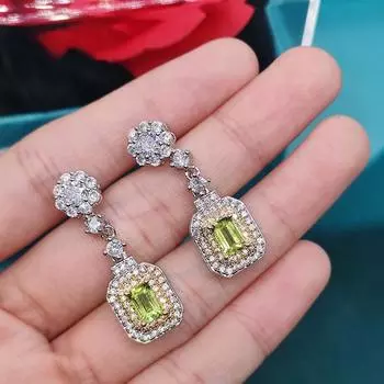 Anting-Anting Gantung Wanita Bandul Air Berlian Kuning Cantik Perhiasan Pita Pernikahan Anting-Anting Kualitas Tinggi Anting Emas 18K YELLOW