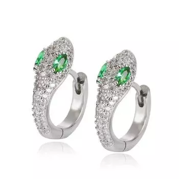 Anting-Anting Ular Punk Retro для Pria Wanita Anting-Anting Berlian Penuh Stereoskopik Kepribadian Mode Warna Siver Antik Berlebihan perak