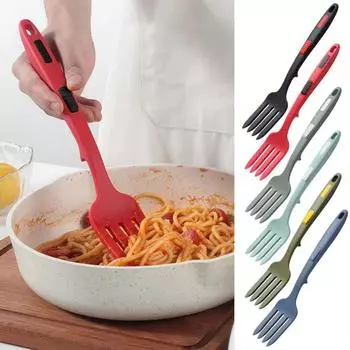 Антиожоговая вилка для приготовления пищи, большая ручная ложка для салата красный