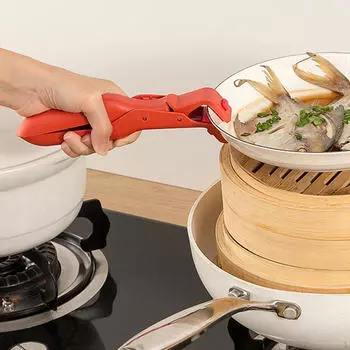 Антиожоговый зажим для миски, блюд, тарелок, захваты, кухонный инструмент, щипцы для кастрюль и сковородок для приготовления пищи красный