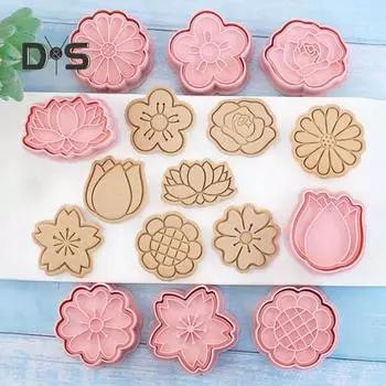 Антипригарная форма для печенья, 8 шт./компл., многофункциональная форма для помадки в форме цветка, принадлежности для вечеринок розовый