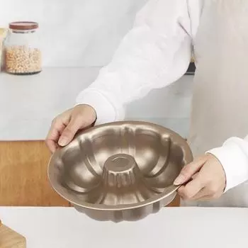 Антипригарная кольцевая форма для выпечки из углеродистой стали с рифленой трубкой для выпечки S золотистый