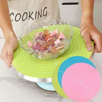 Антипригарная помадка для теста со шкалой размеров, 12-дюймовый коврик для поворотного стола для торта, коврик для раскатки, силиконовый коврик для выпечки