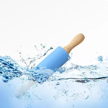 Антипригарная силиконовая скалка с деревянной ручкой, валик для теста и муки, кухонный инструмент для выпечки, инструмент для приготовления пасты, теста для печенья