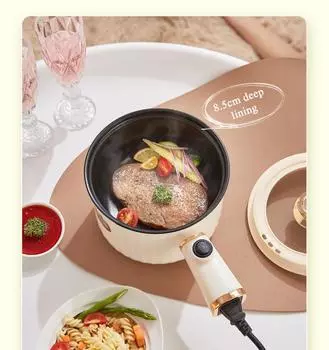 Антипригарное покрытие, электрическая кастрюля, многофункциональная для одного человека, кастрюля для лапши быстрого приготовления, маломощная кастрюля, с пароваркой, студенческое общежитие