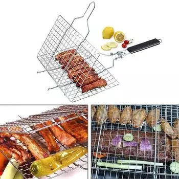 Антипригарное покрытие для гриля, сетчатый коврик для гриля из нержавеющей стали, сетка для гриля для мяса, овощей, стейков, барбекю, пикника на открытом воздухе, инструмент для барбекю