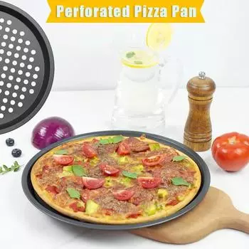 Антипригарное ведро с отверстиями для подноса, перфорированная сковорода для пиццы из углеродистой стали, подставка для посуды, кухонные принадлежности для выпечки