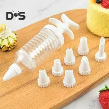 Антипригарный 8 шт./компл. шприц для обледенения, простой в использовании, набор насадок без запаха, инструменты для украшения торта белый