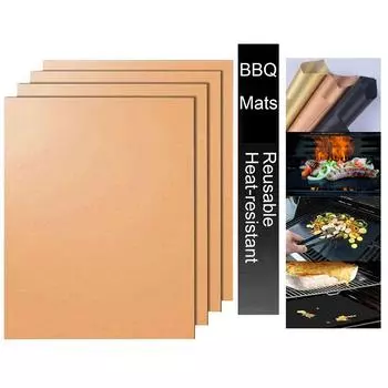 Антипригарный коврик для гриля для барбекю, 4 шт., коврик для выпечки, принадлежности для барбекю, противень для гриля, термостойкость, легко очищается, кухонный инструмент для барбекю