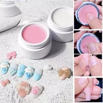 антипригарный твердый гель для наращивания ногтей, белый, прозрачный, розовый, строительный гель для удлинения ногтей, для дома, HMM