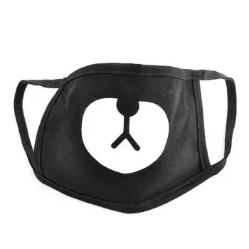 Антипылевая черная милая мультяшная маска медведя из мягкого хлопка для мужчин и женщин, маска для лица на открытом воздухе