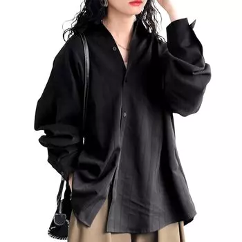 [antiqua] [Antica] multi stripe shirt ladies tops ZY-00117 Onesize 05 black