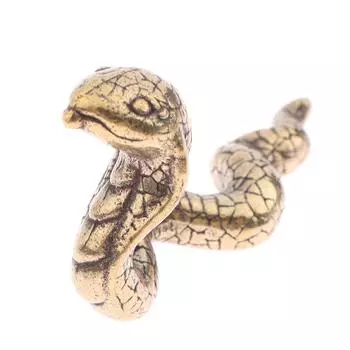 Antique Bronze Cobra Snake Miniature Figurines Copper Carvings Zodiac Animal Desk Decorations Tea Pets Ornaments Brass Crafts AVE