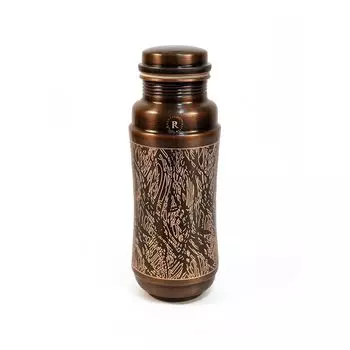 Антикварная медная бутылка для воды Jumbo - 1300 мл | Тяжелая медная металлическая конструкция | Антикварная и деревенская темно-коричневая отделка