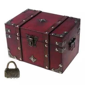 Antique Design Treasure Chest Vintage Trunk Containers Containers Wooden Treasure Box Trinket S