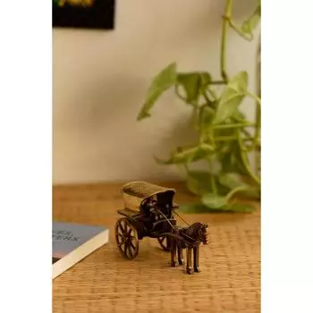 Antique Finish Horse Carriage Brass Showpiece (13 cm x 6 cm x 8, Brown and Golden) коричневый/золотистый