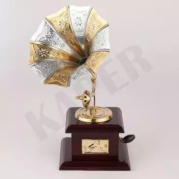 Antique Gramophone Decorative Showpiece Handicraft Mini Brass Items for Home Decor, Office Desk Living Room, Study Table