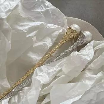 Antique Metal Fairy Ancient Wedding Pearl Female Hair Fork Headdress Korean Style Hair Stick серебряный