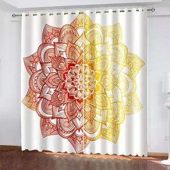 Antique Mysterious Pattern Curtains Made of High-grade Polyester Are Durable and Suitable for Living Room and Bedroom Decoration W132cm x H160cm&Hook