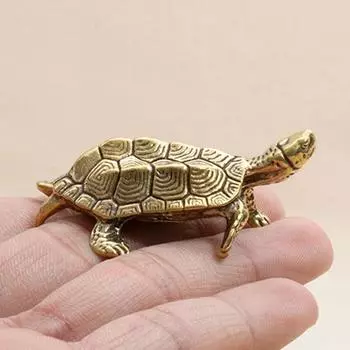 Antique Solid Copper Turtle Ornaments Trumpet Longevity Animal Sculpture Home Office Desk Decorative Simulation Ornament