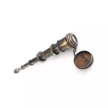 Телескоп из латуни в старинном стиле с кожаным футляром - винтажный морской декор