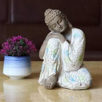 Antique Thailand Buddha Statue Sleeping Figurine Home Office Desktop Decor