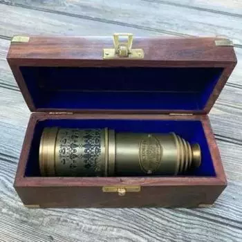 ANTIQUE VINTAGE 20 VICTORIAN MARINE TELESCOPE Wooden Box SPYGLASS NEW GIFT