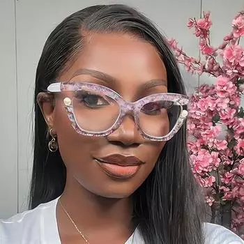 Антисиняя легкая женская плоская жемчужная декоративная оправа для очков